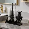 ¡Guau! Soporte Eléctrico para Cepillo de Dientes de Baño, Estante de Almacenamiento para Pasta de Dientes y Maquinilla de Afeitar en Encimera, Escurridor para Lavabo de Baño