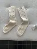 Suaves y acogedores~ Calcetines de lana blanca coreanos para mujer, calcetines gruesos de punto para otoño e invierno, calcetines elegantes de media pantorrilla, estilo ins