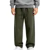 Calça de Moletom Masculina de Inverno Europeia e Americana Peso Pesado Outono e Inverno Solta Retalhada Simples Versátil Calça Esportiva Calça Casual de Perna Reta com Veludo