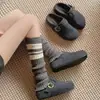 Mesmo estilo de sapatos Birkenstock que a Grape Mom para mulheres, salto oculto de 5 cm, duas versões: sapatos fofos para preguiçosos, meias-pantufas fechadas de feltro de lã