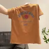 Camiseta de Manga Corta para Mujer, Estilo Americano, Algodón Puro, Estampado Floral en la Espalda, Verano, Delgada, Cuello Redondo, Hombro Normal, Casual, Versátil, Top, ins