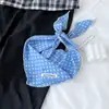 Bufanda Triángulo Estilo Ins Coreano y Japonés con Cinturón Superpuesto, Bufanda de Seda, Pañuelo para la Cabeza de Mujer, Bufanda Triángulo de Sarga, Bufanda para el Cuello para Combinar con Ropa