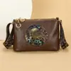 Nova bolsa de ombro retrô estilo chinês com grande capacidade e armazenamento multicamadas, adequada para o trajeto diário, bolsa transversal estampada da moda para mães de meia-idade