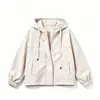 Chaqueta corta con capucha para mujer, nueva colección primavera y otoño 2026, estilo holgado y casual, adecuada para figuras petite.