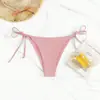 Nuevos Sexy 2026 Triángulo Aguas Termales Color Sólido Estilo Europeo y Americano Bañador para Hombre Venta al por Mayor Transfronterizo Atado Traje de Baño de Playa Bikini para Mujer