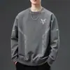 Envío RápidoSudadera Estampada de Cuello Redondo para Hombre, Nueva de Primavera/Otoño, Holgada de Manga Larga, Pulóver, Camiseta Básica Casual a la Moda, Moderna