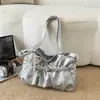 2026 Bolso de Mano Plegable Estilo Coreano Piel Suave Gran Capacidad Bolso de Hombro Único Encaje Perla Versátil para Viaje y Uso Diario Bolso de Axila