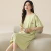 [Antibacteriano] Pijama de Algodón Lycra Verano para Mujer Camisón de Manga Corta Dulce Lindo Cuello Redondo para Mujer Estilo Coreano Falda para Casa