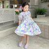 Vestido de Menina Verão Vestido de Verão Infantil Vestido Princesa Floral Vestido de Verão Infantil de Manga Curta Vestido de Bebê Verão