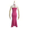 Vestido Sexy de Verano 2023 con Escote Halter, Cordones, Espalda Descubierta, Efecto Adelgazante en la Cintura, Estilo Cola de Pez, Longitud Media