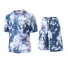 Roupas Coloridas Tie-Dye de Alta Elasticidade e Secagem Rápida para Homens para Caminhada e Montanhismo ao Ar Livre Camiseta Respirável e Bonita de Manga Curta Conjunto Casual de Verão