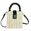 Bolsa de Palha Tecida Nova Feminina Mais Vendida, Bolsa Quadrada Pequena Vintage, Bolsa de Ombro, Bolsa Transversal, Bolsa de Mão, Bolsa de Praia