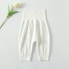 Calça de Algodão Puro para Bebê - Primavera e Outono - Calça Legging para Recém-Nascido - Calça de Outono com Cintura Alta - Proteção da Barriga - Calça com Botão de Pressão para Bumbum Grande