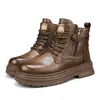 Botas Martin de caña alta para hombre, botas de trabajo, botas deportivas para exteriores, para ir al trabajo, en motocicleta, estilo británico, suela gruesa, versátiles, casuales, de cuero.