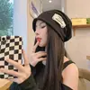 Sombrero holgado de cuadros retro estilo postapocalíptico para mujer, sombrero tipo turbante moderno para chica dopamine hot, hace que la cara se vea más pequeña, sombrero de poner gorro