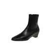 Botas Finas Silenciosas Estilo Coreano para o Dia a Dia Afinando a Perna Outono/Inverno 2026 Salto Grosso Salto Médio Versátil Bico Quadrado Elásticas Abraçando a Perna Botas de Cano Curto Femininas