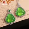 Colgante de Buda de Calcedonia Verde Hielo Natural con Baño de Plata y Buda Maitreya de Color Jade, Colgante de Buda Alto Hielo de Calcedonia Blanca