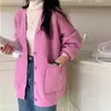 Cárdigan de punto con cuello en V estilo coreano para mujer 2026 Otoño Ropa de mujer Estilo perezoso Suelto Suave Versátil Abrigo suéter Ropa de mujer