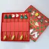 Juego de Cubiertos de Acero Inoxidable Cuchara y Tenedor Navideños Transfronterizos Papá Noel Árbol Cuchara de Postre Dibujos Animados Creativo Set de Regalo Navideño