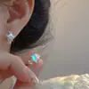 Brincos Estrela Escovados Cravejados com Diamantes Estilo Coreano para Mulheres 2025 Novos Brincos Elegantes de Celebridade da Internet Luxo Acessível Brincos de Design de Nicho