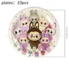 Decoraciones para Fiestas de Cumpleaños Infantiles Temáticas de Labubu Más Vendidas en Stock: Platos de Papel, Vasos de Papel, Manteles, Banderines, Decoraciones para Pasteles