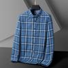 Camisa Masculina Plus Size Outono Nova First Wolf Listrada Manga Longa Gorda Plus Size
