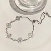 Plata de ley S925 hija de familia rica sensación trébol de cuatro hojas flor concha incrustada diamante pulsera de hilo estilo socialité de lujo ligero exquisito para mujer