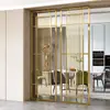 Pantalla Divisoria de Acero Inoxidable Moderna Minimalista Sala de Estar Hierro Forjado Metal Vestíbulo Entrada Decoración Vidrio Nuevo Chino Lujo Ligero