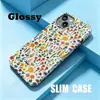 Funda de Teléfono con Película Floral de Pantalla Completa en Color Contrastante Estilo Niña para Apple 18 Pro Max, Estuche Duro Ligero de Cobertura Total para iPhone 17