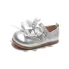 Zapatos de Cuero para Niños 2026 Otoño Nuevo Modelo Zapatos de Princesa con Lazo para Niñas Pequeñas con Decoración de Perlas Zapatos de Una Sola Pieza