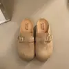 Baotou Novo Mula Outono 2026 Roupa Externa Sandálias de Solado Grosso Chinelos Slip-on Meio Chinelo Pessoa Preguiçosa Aumento de Altura Interna Vermelho