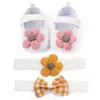 Zapatos de Princesa para Bebé de 0 a 1 Año de Primavera y Otoño Zapatos de Bebé con Flor de Lana en la Cabeza Banda para el Cabello Suela Suave Antideslizantes Zapatos para Niños Pequeños Total 2332