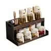 Estante de almacenamiento de cocina de madera de nogal, nuevo estante multifuncional para encimera para botellas de aceite, frascos de condimentos y estantes de almacenamiento de múltiples capas
