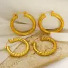 Pendientes Huecos de Círculo en Acero Inoxidable Chapado en Oro de 18 Quilates, Europeos y Americanos Transfronterizos para Mujer, Pendientes de Acero de Titanio Exagerados de Alta Gama al por Mayor