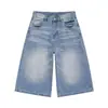 Pantalones cortos holgados de mezclilla nirben estilo retro americano lavado, jeans cropped, pantalones de pierna ancha de verano para hombre, pantalones de longitud media