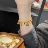 Tienda de Oro Mismo Estilo Pulsera Elástica Brillante con Cuentas Doradas, Segura y Feliz, Atrayendo Riqueza y Fortuna