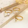 Anel de Aço Inoxidável Ins de Alta Qualidade Estilo Europeu e Americano Gota d'Água com Zircônia, Anel Empilhável de Ouro 18K de Luxo Leve Cravejado com Diamantes Redondos