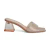 Sandalias de Tacón Grueso de Cristal Transparente Estilo Hada para Ropa de Exterior de Mujer Verano 2025 Nueva Moda Sandalias de Una Tira con Pedrería