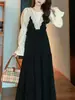 [Em Estoque] Nova Roupa Feminina Estilo Primavera/Outono 2026 para Figuras Ligeiramente Curvilíneas Temperamento Retrô Francês Moda Acinturada Vestido Emagrecedor