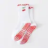 Calcetines de Yoga Antideslizantes para Mujer hasta Media Pantorrilla con Encaje Bordado de Cerezas para Entrenamiento Fitness Deportivos Calcetines Profesionales de Pilates