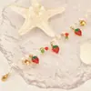 Pulsera Colgante de Fresa de Resina Fresca y Sencilla Cadena de Perlas Cuentas de Corazón Brillantes Pulsera de Regalo de Cumpleaños Recubrimiento Galvánico que Conserva el Color