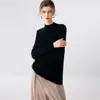 Suéter de cashmere sem costura de gola semifechada pronto para usar da primeira linha feminino outono e inverno novo versátil justo estilo básico suéter de malha