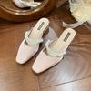 Sandalias Baotou para Mujer, Ropa Exterior de Moda 2025 Verano Nuevo Estilo Coreano Tacón Grueso Estilo Hada Tacón Medio Medias Pantuflas al Por Mayor