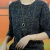 Camisa básica elegante com estampa outono/inverno, manga longa, modelagem slim, elástica, camiseta estilosa e que valoriza a silhueta para mulheres de meia-idade, top amigo da pele