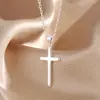 Novo colar cruz europeu e americano feminino temperamento simples moda personalidade pingente brilhante corrente de clavícula colar atacado