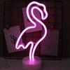 Lámpara decorativa de escritorio LED de neón con forma de flamenco, nube de arcoíris y asiento, luz nocturna
