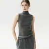 Chaleco de cachemira 100% pura con cuello alto medio para mujer Conyini, nuevo top sin mangas otoño/invierno 2026, prenda interior de color liso