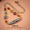 Colar de Contas Dzi Amarelas Naturais de Nove Olhos, Pingente de Ágata Taiwanês, Colar Trançado para Casal Masculino e Feminino, Pronto para Venda
