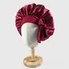 Gorro de ducha de satén de color sólido con ala grande de satén para adultos, sombrero de satén satinado, color sólido de satén