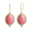 Brincos de Prata Esterlina Banhada Moda Exquisite Concha Rainha Brincos Clássico Elegante Bola Rosa Pedra Brincos Ganchos para Mulheres